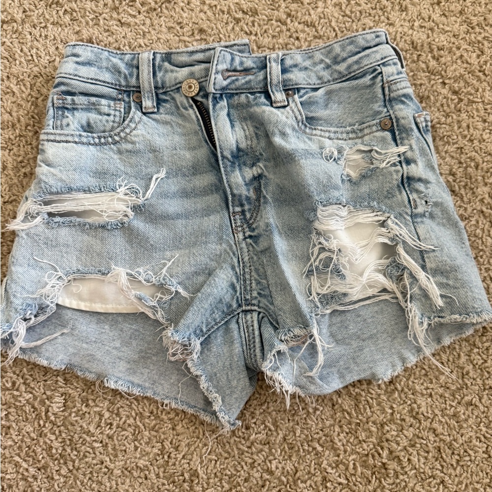 American Eagle Outfitters Light Blue Distressed Jean Shorts